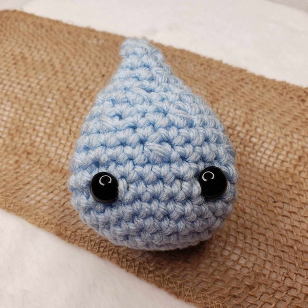 Hand Made Crochet Small Blue Raindrop Toy Stuffie