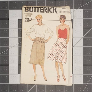 Retro butterick misses&#39; skirt sewing pattern Number 6385 UNCUT size (6-8-10)