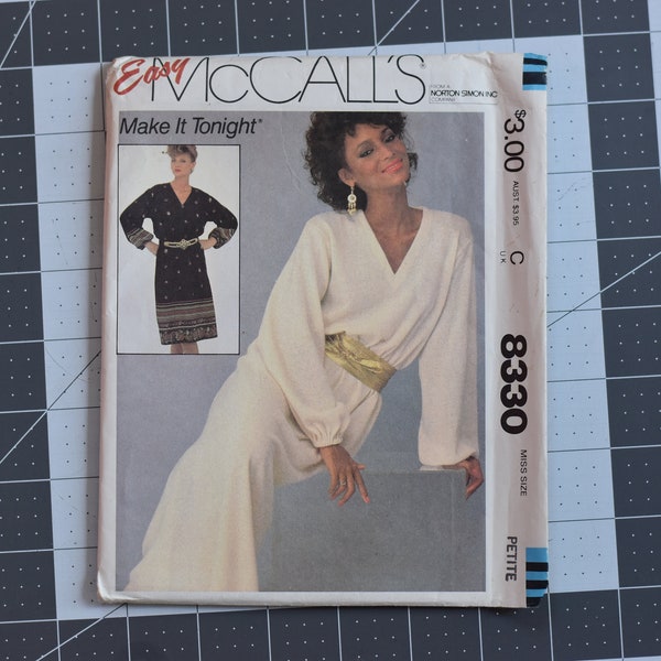 Retro McCall's misses' Dress sewing pattern Number 8330 UNCUT Size Petite