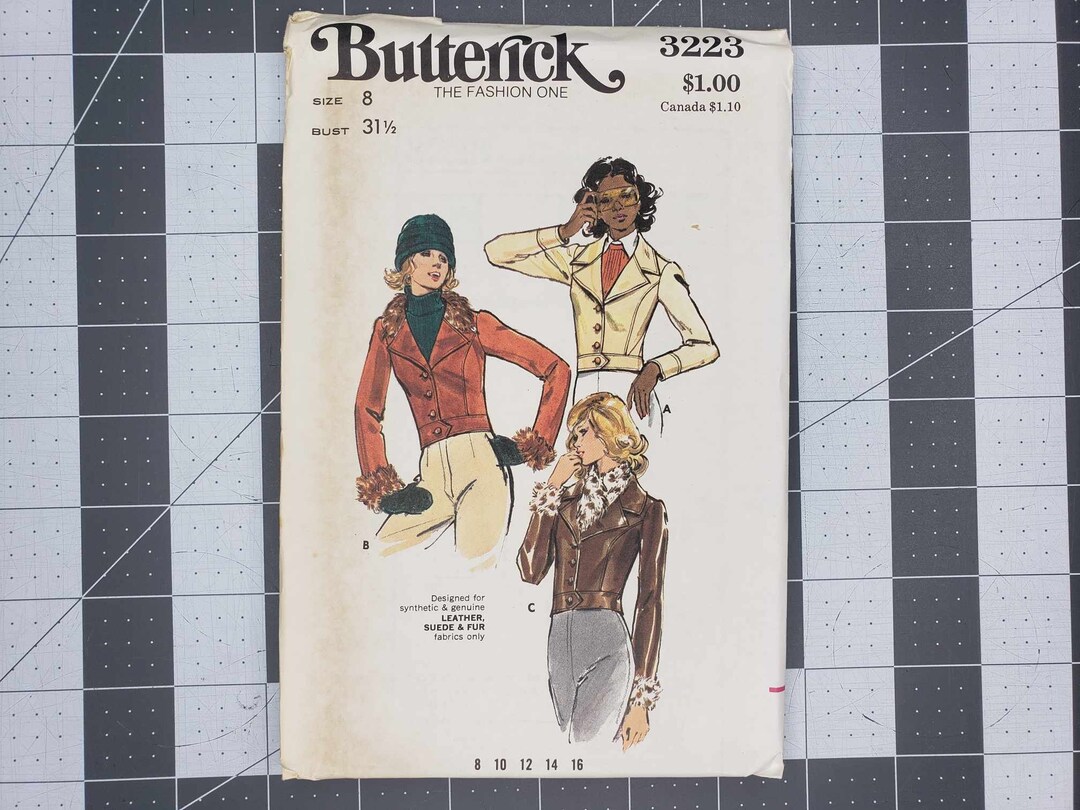 Retro Butterick Misses' Jacket Sewing Pattern Number 3223 UNCUT Size 8 ...