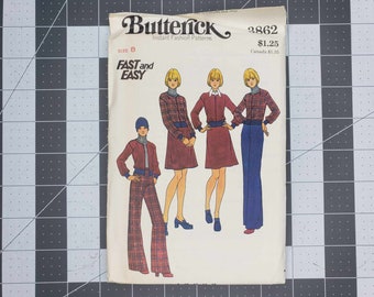 Retro Butterick misses' jacket, skirt and pants sewing pattern number 3862 UNCUT size 8