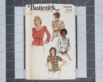 Retro 70's Butterick misses' blouses sewing pattern number 3588 UNCUT size 8