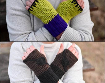 Hulk or Nick Fury Crochet Fingerless Gloves