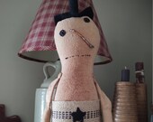 Primitive Snowman Stump Doll has Stove Pipe Hat