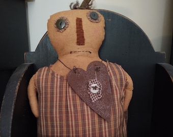 Ms. Pumpkinheart, a Primitive Pumpkinhead Soft Sculpture Doll