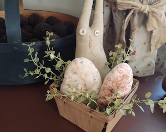 Primitive Folk Art Bunny in a Strawberry Basket