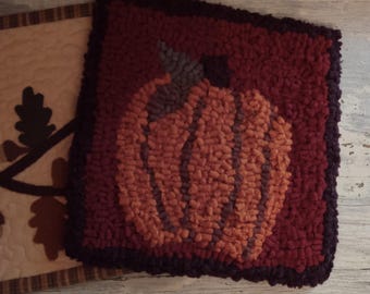 Hand Hooked Rug, Fall Pumpkin