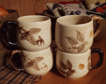 Set of 4 Franciscan Ware Mugs, Rare Cafe Royale Pattern