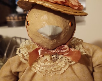 Spring Chick, a Vintage Self Standing Soft Sculpture Decorative Doll