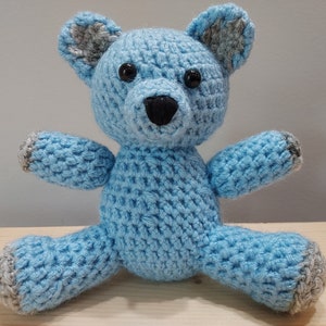 Baby Blue Gray Crocheted Teddy Bear