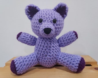 Lilac and Plum Crocheted Teddy Bear