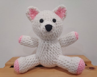 White Baby Pink Crocheted Teddy Bear