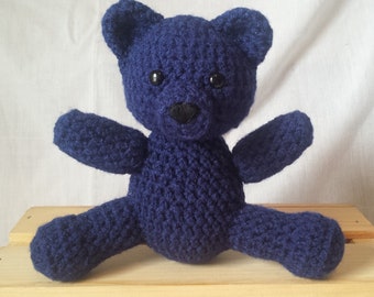 Navy Blue Crocheted Teddy Bear