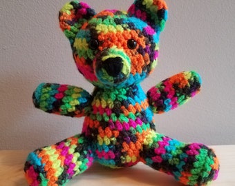 Neon Mix Crocheted Teddy Bear
