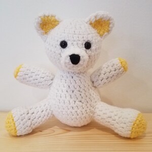 White Yellow Crocheted Teddy Bear