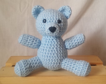 Baby Blue Crocheted Teddy Bear