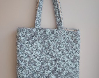 Mint Gray Crochet Canvas Shoulder Bag