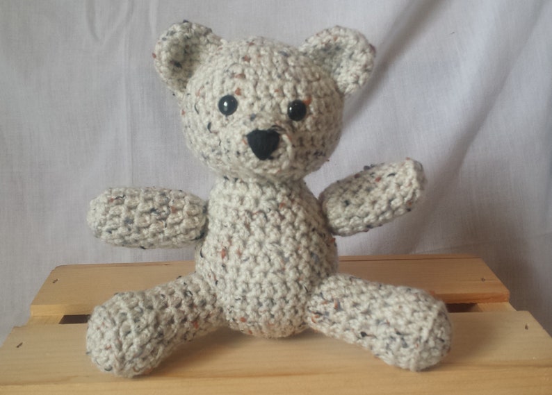 Oatmeal Colored Crocheted Teddy Bear image 1