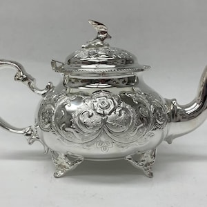 High Quality Authentic handmade silverplated Moroccan copper teapot | Modern high end handcrafted teapot | Tea Set | Royal Eagle design