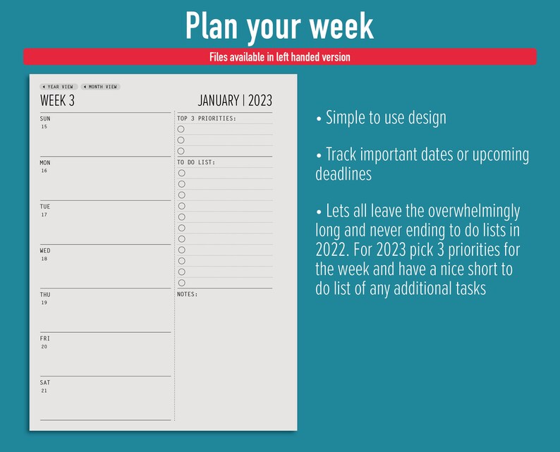 Remarkable 2 Template Weekly Planner 2023 Remarkable Etsy