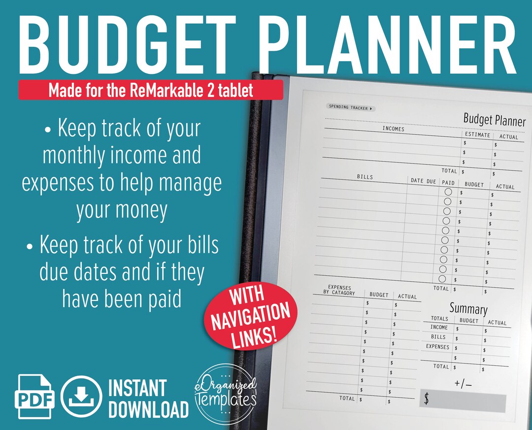 Remarkable 2 Template Budget Planner Paycheck Budget - Etsy UK