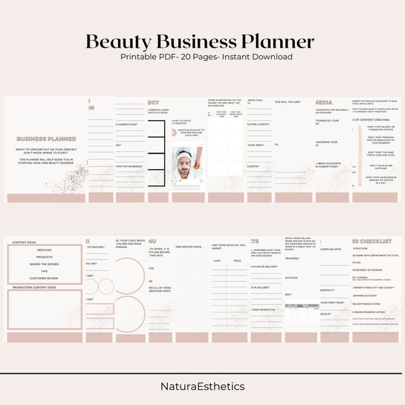 Beauty Business Planner: Business Plan Template, Business Guide, Printable  PDF, Small Business, Esthetician, Lash Tech, Hairdresser
