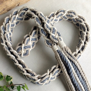 Stone, ivory, gray shades ~ braided handfasting cord ~ 100% recycled cotton ~ ethical wedding ribbon ~ handbinding ~ Celtic elven braid