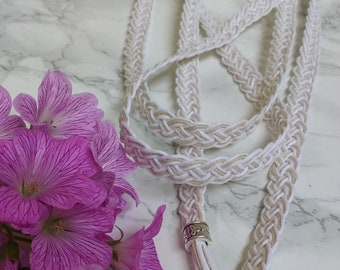 Hemp 'Serenity' white and natural shade handfasting cord: eco friendly, slender & elegant Celtic braided wedding cord, natural materials