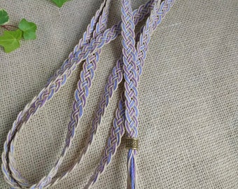 Slender Celtic braid handfasting cord, eco friendly hemp ~ French blue, lilac, vintage ivory ~ ethical wedding STOCK CLEARANCE SALE