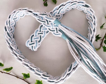 Soft ocean shades Celtic braid handfasting cord ~ Oeko-Tex recycled cotton ~ ethical and eco friendly wedding ribbon ~ aqua blue, green