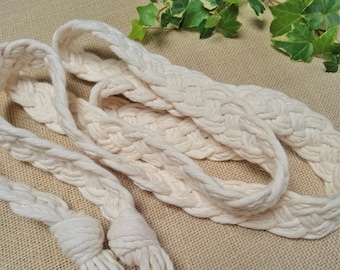 Ivory boho vintage cottage rustic style handfasting cord - 100% recycled cotton yarn - ethical wedding ribbon - shabby chic -  Celtic braid