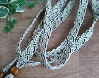 Braided English forest Celtic wedding cord ~ eco friendly hemp, slim handfasting cord ~ green, forest & ivory shades ~ ethical wedding