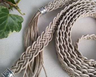 Braided 'English Herb Garden' Celtic wedding cord ~ slender elegant eco friendly hemp handfasting cord - vintage soft green & ivory shades