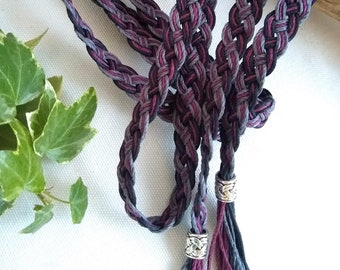 Black, burgundy and grey hemp handfasting or ritual cord: Samhain eco friendly pagan wedding or spell cord, slender and elegant, ethical