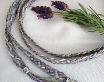 French Lavender hemp handfasting cord: slender & eco friendly Celtic braid wedding ribbon 100% natural materials, colours of lavender fields