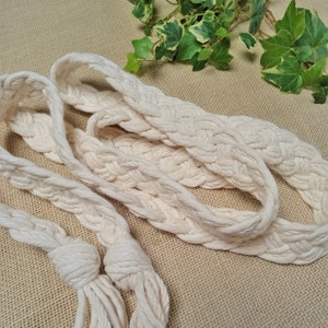 Ivory boho vintage cottage rustic style handfasting cord - 100% recycled cotton yarn - ethical wedding ribbon - shabby chic -  Celtic braid