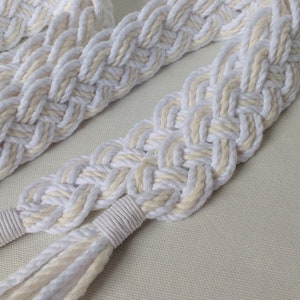 Ivory and white Celtic braid natural wedding cord Oeko-Tex recycled cotton vintage style handfasting cord ethical eco wedding ribbon image 9