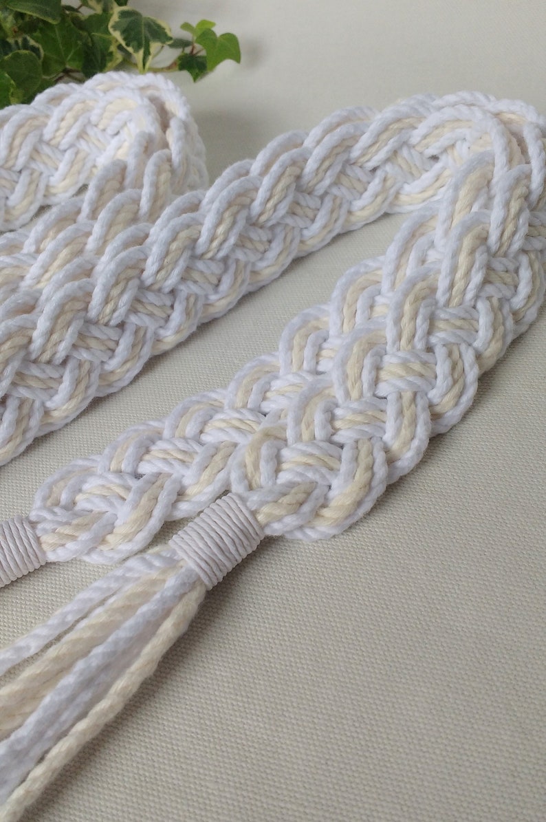 Ivory and white Celtic braid natural wedding cord Oeko-Tex recycled cotton vintage style handfasting cord ethical eco wedding ribbon image 9