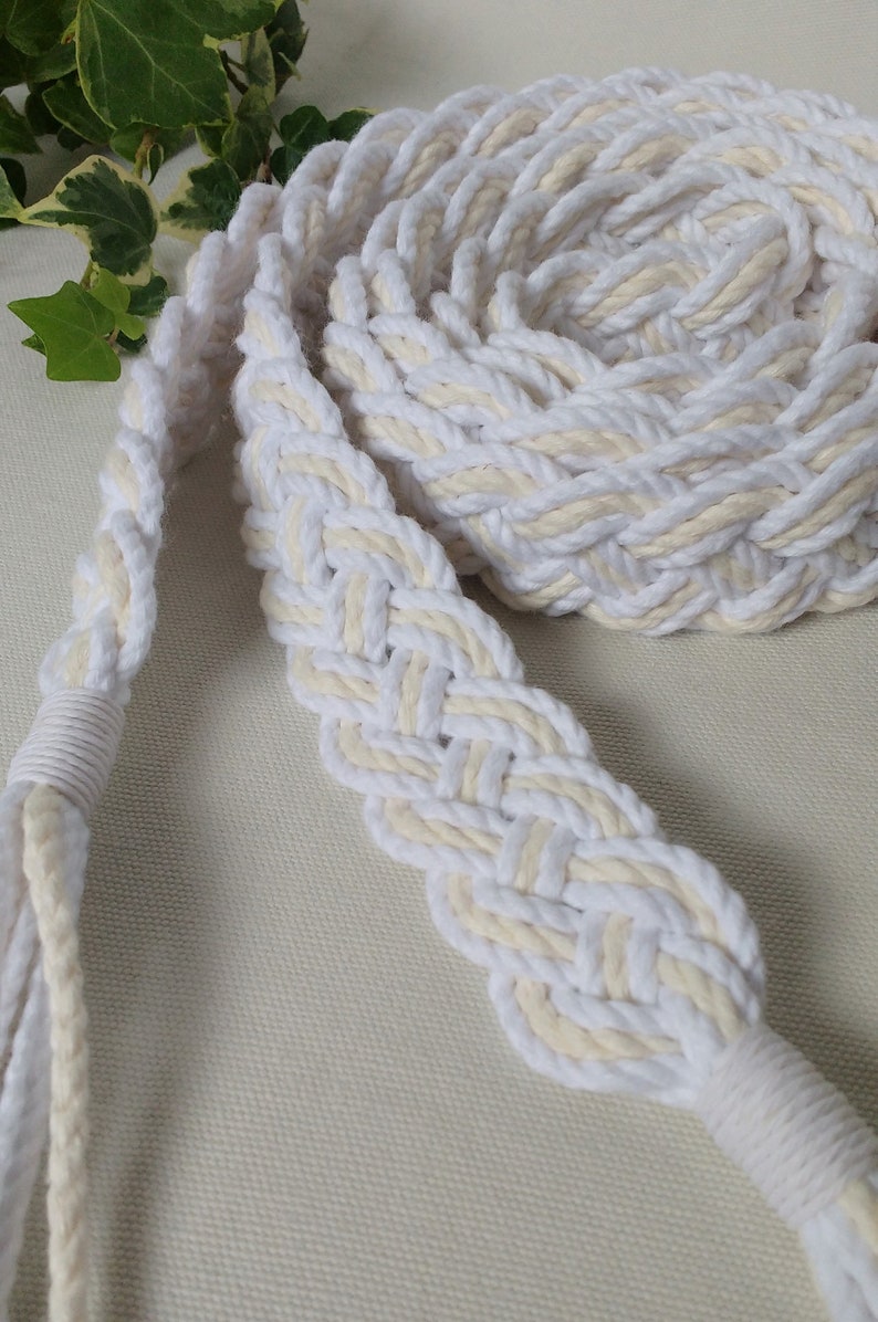 Ivory and white Celtic braid natural wedding cord Oeko-Tex recycled cotton vintage style handfasting cord ethical eco wedding ribbon image 10