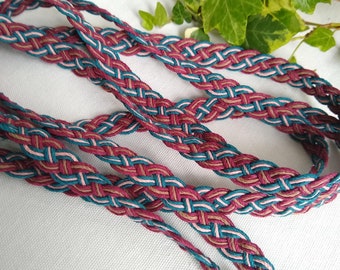 Slender hemp Celtic handfasting cord, natural eco friendly, Celtic braid, ethical wedding ribbon, burgundy, pink, teal STOCK CLEARANCE SALE!