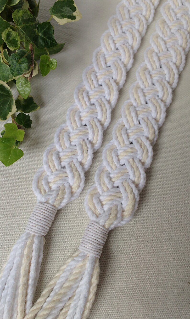 Ivory and white Celtic braid natural wedding cord Oeko-Tex recycled cotton vintage style handfasting cord ethical eco wedding ribbon image 5