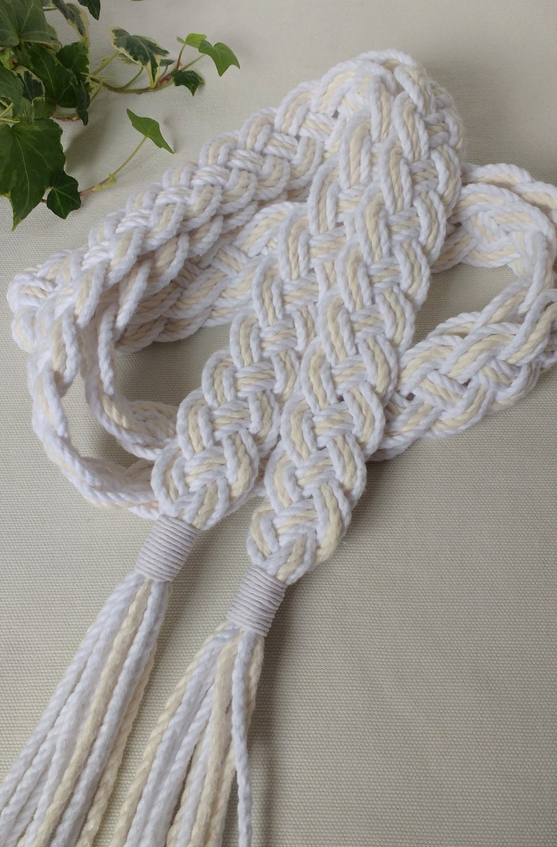 Ivory and white Celtic braid natural wedding cord Oeko-Tex recycled cotton vintage style handfasting cord ethical eco wedding ribbon image 8