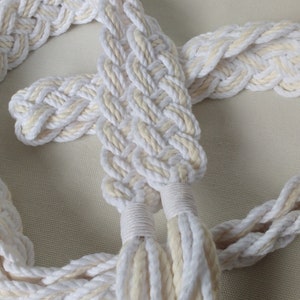 Ivory and white Celtic braid natural wedding cord Oeko-Tex recycled cotton vintage style handfasting cord ethical eco wedding ribbon image 2
