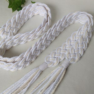 Ivory and white Celtic braid natural wedding cord Oeko-Tex recycled cotton vintage style handfasting cord ethical eco wedding ribbon image 4