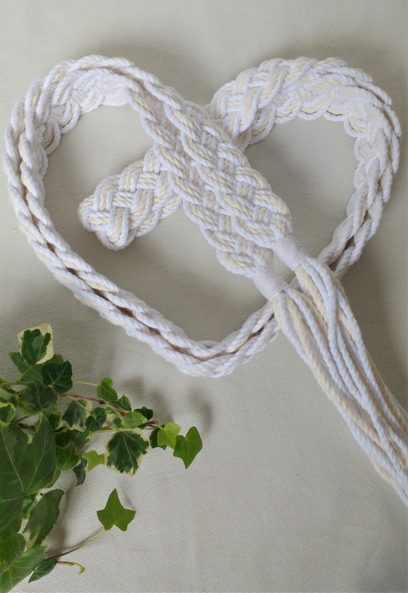 Ivory and white Celtic braid natural wedding cord Oeko-Tex recycled cotton vintage style handfasting cord ethical eco wedding ribbon image 1