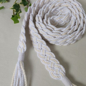 Ivory and white Celtic braid natural wedding cord Oeko-Tex recycled cotton vintage style handfasting cord ethical eco wedding ribbon image 7