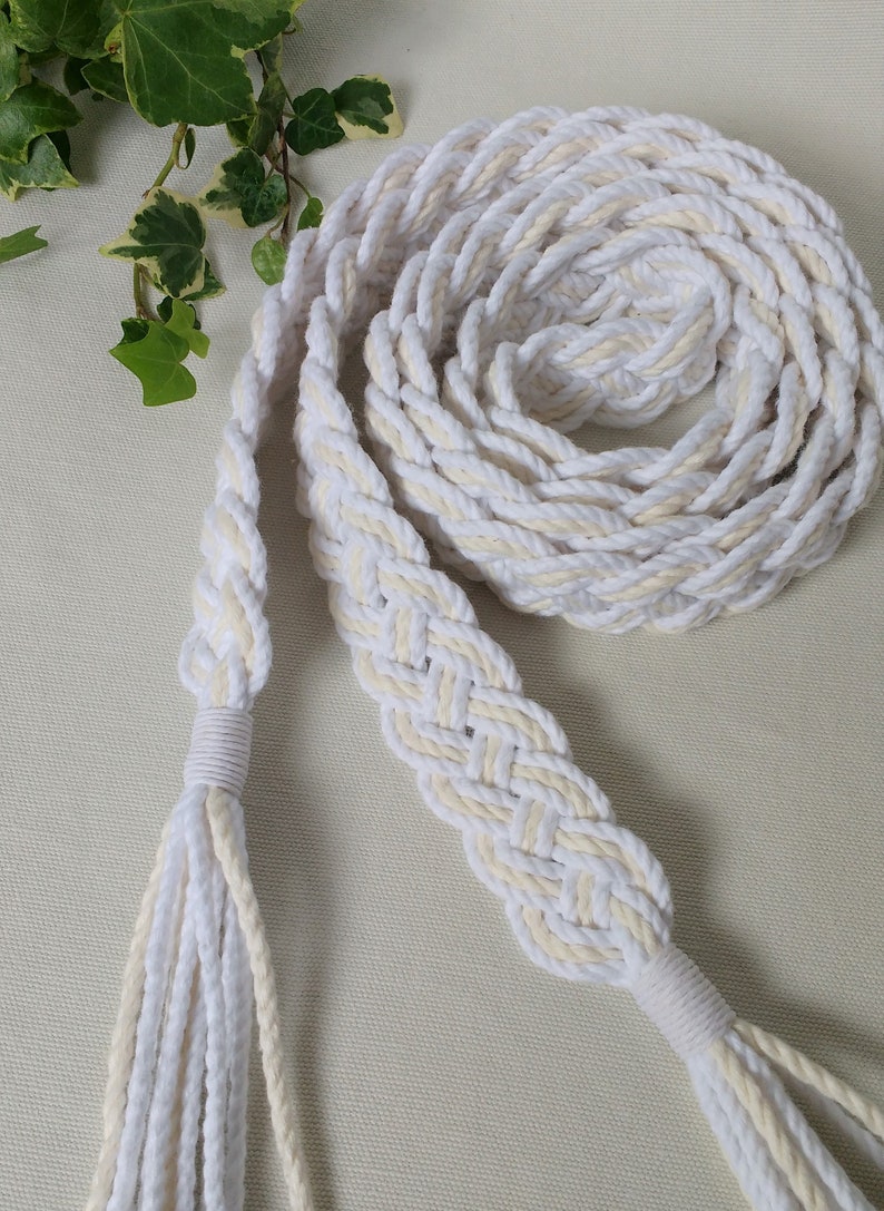 Ivory and white Celtic braid natural wedding cord Oeko-Tex recycled cotton vintage style handfasting cord ethical eco wedding ribbon image 7