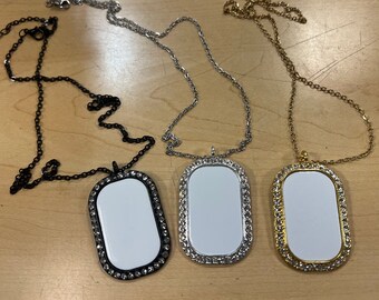 Bling Dog Tag: Crystal Rhinestone Sublimation Blank with Chain