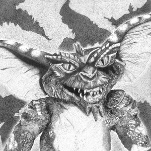 STICKER - STRIPE from GREMLINS Hand Drawn Single Vinyl Sticker, 3.5X2.5 - Art Work Stippling  | Journaling, Scrapbooking