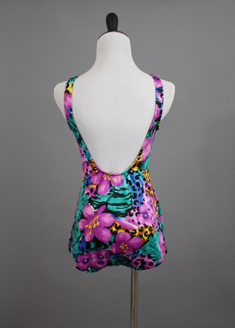 Pin up Swimsuit 80s Does 50s Tropical Print Bathing Suit M L - Etsy